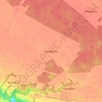 Sausgiriai topographic map, elevation, terrain