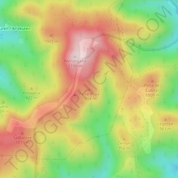 Peña Roya topographic map, elevation, terrain