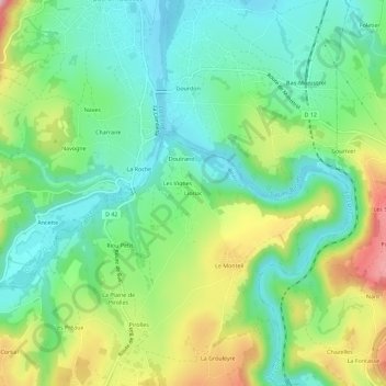 Lioriac topographic map, elevation, terrain