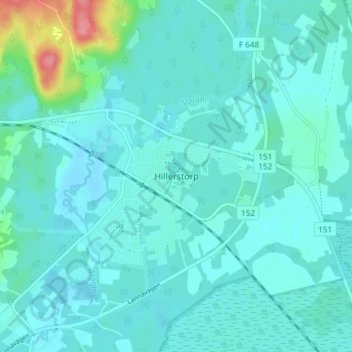 Hillerstorp topographic map, elevation, terrain