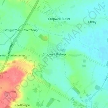 Cropwell Bishop topographic map, elevation, terrain