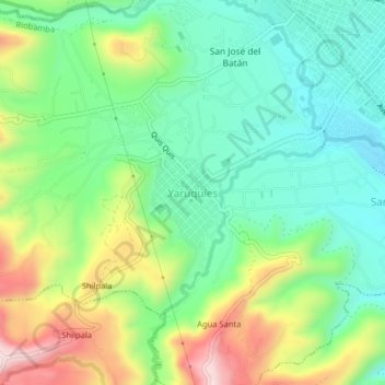 Yaruquíes topographic map, elevation, terrain