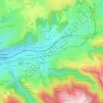 Trémolin topographic map, elevation, terrain