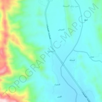 Al Qadiya topographic map, elevation, terrain