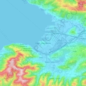 Koper / Capodistria topographic map, elevation, terrain