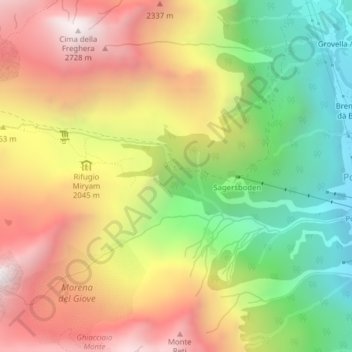 Cascata topographic map, elevation, terrain
