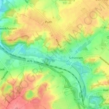 Heisterbrug topographic map, elevation, terrain