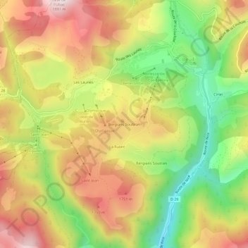Bergians Soubran topographic map, elevation, terrain