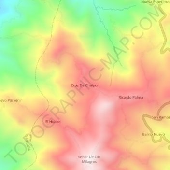 Cruz De Chalpon topographic map, elevation, terrain