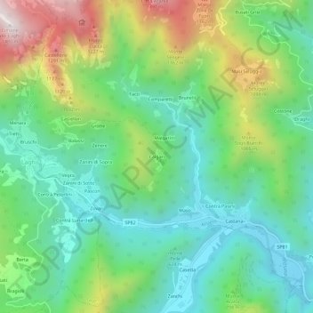 Calgari topographic map, elevation, terrain