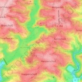 Pinn topographic map, elevation, terrain
