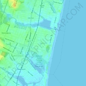 Sea Girt topographic map, elevation, terrain