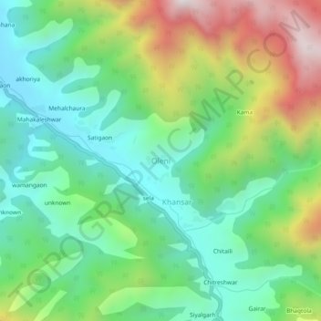 Oleni topographic map, elevation, terrain