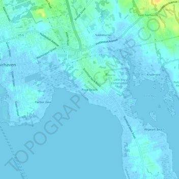 Pope Beach topographic map, elevation, terrain