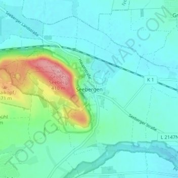 Seebergen topographic map, elevation, terrain