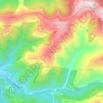 Tamedjout topographic map, elevation, terrain