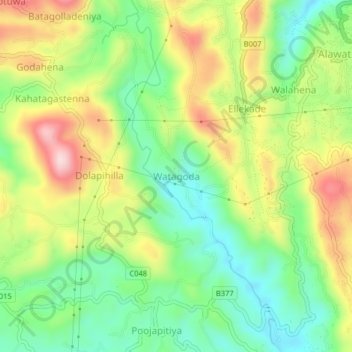 Watagoda topographic map, elevation, terrain
