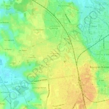 Les Grandes Cadalles topographic map, elevation, terrain