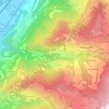 Champ Bouquet topographic map, elevation, terrain