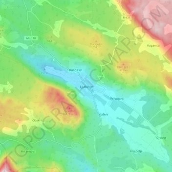 Ljubinje topographic map, elevation, terrain