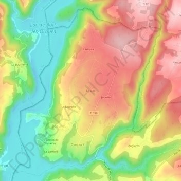 Le Mas topographic map, elevation, terrain