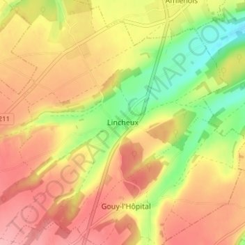 Lincheux topographic map, elevation, terrain