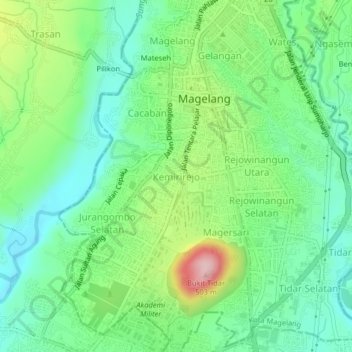 Kemirirejo topographic map, elevation, terrain
