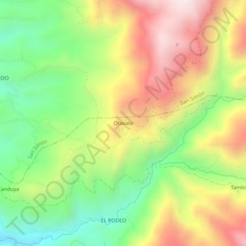Otavalo topographic map, elevation, terrain