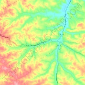 Erin topographic map, elevation, terrain