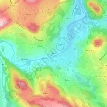 Volhac topographic map, elevation, terrain