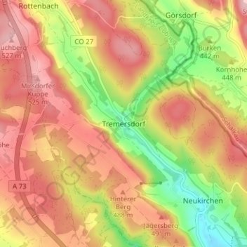 Tremersdorf topographic map, elevation, terrain
