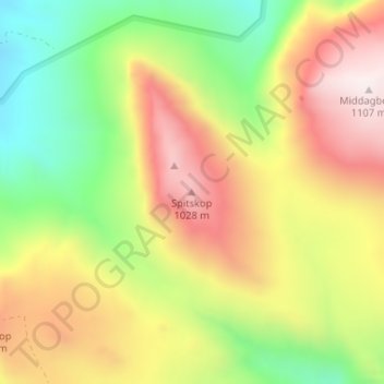 Spitskop topographic map, elevation, terrain