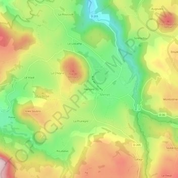 Menoire topographic map, elevation, terrain