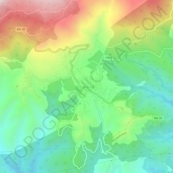 Saharidj topographic map, elevation, terrain