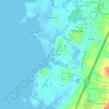 Old Silver Beach topographic map, elevation, terrain