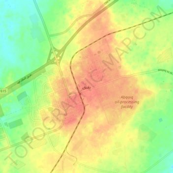 Abqaiq topographic map, elevation, terrain
