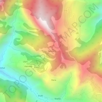 Kannar topographic map, elevation, terrain