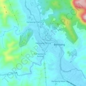 Kampung Perting topographic map, elevation, terrain