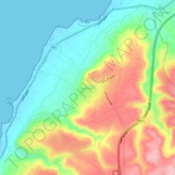 As Sarafand topographic map, elevation, terrain
