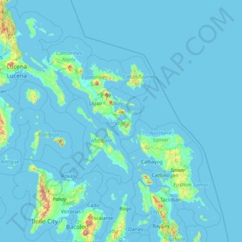 Sorsogon topographic map, elevation, terrain