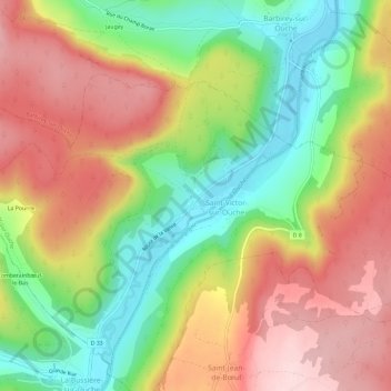 Auvillard topographic map, elevation, terrain