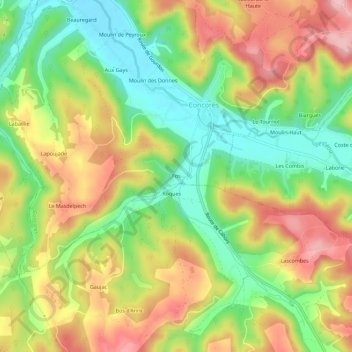 Fos topographic map, elevation, terrain