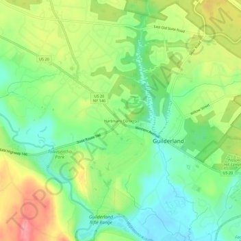 Hartmans Corners topographic map, elevation, terrain