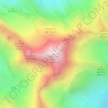 Cima de' Piazzi topographic map, elevation, terrain