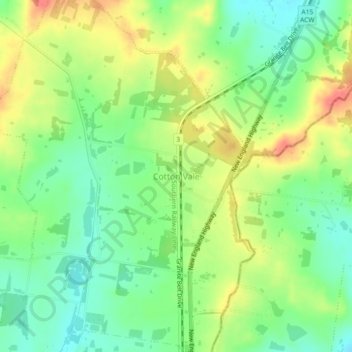 Cotton Vale topographic map, elevation, terrain
