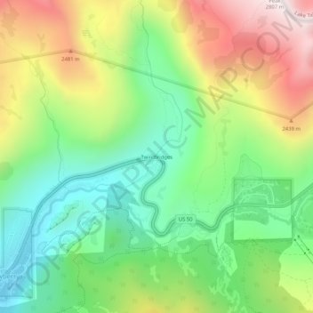 Twin Bridges topographic map, elevation, terrain