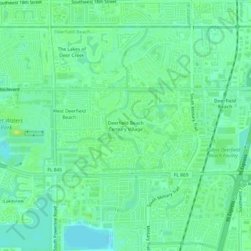 Deerfield Beach Century Village topographic map, elevation, terrain