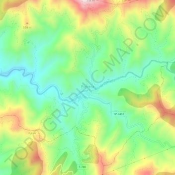 Porrera topographic map, elevation, terrain