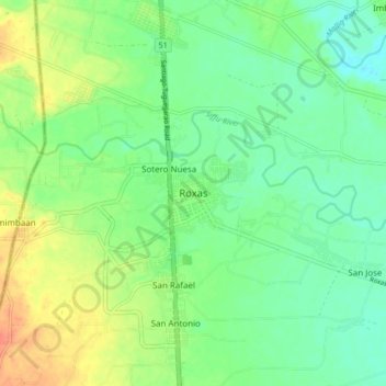 Roxas topographic map, elevation, terrain