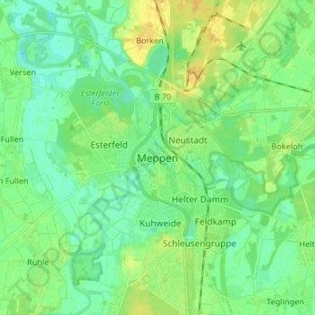 Meppen topographic map, elevation, terrain